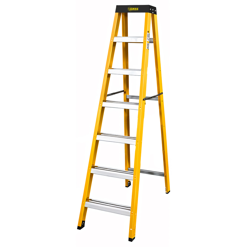 ESCALERA TIJERA 6 PELDAÑOS EN FIBRA DE VIDRIO CAP 150 KILOS USO INDUSTRIAL UDUKE CON PLATAFORMA  (HT3183)