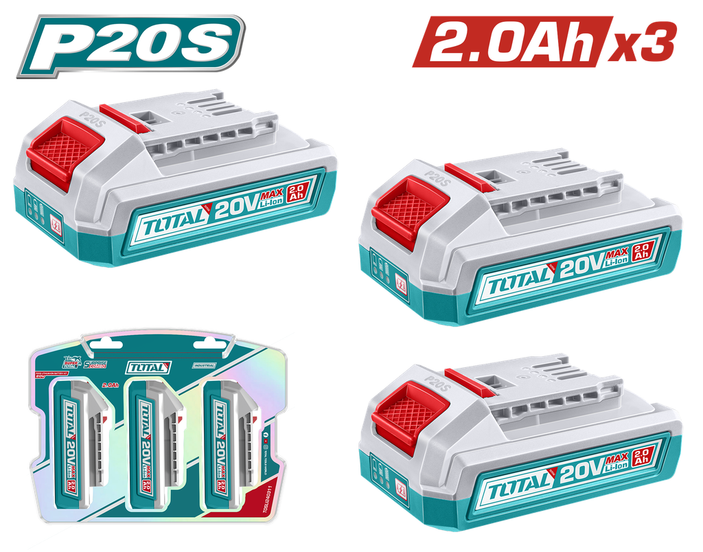 KIT DE 3 BATERIAS 20V 2,0AH INDUSTRIAL SUPER TOTAL (TOSLI240311)
