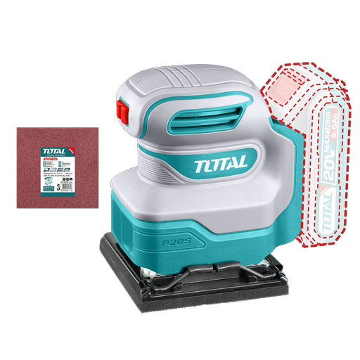 LIJADORA DE PALMA 4 3/8"X 4" INALAMBRICA 20V INCLUYE 5 LIJAS INDUSTRIAL  SUPER  TOTAL (TSHSLI2014)