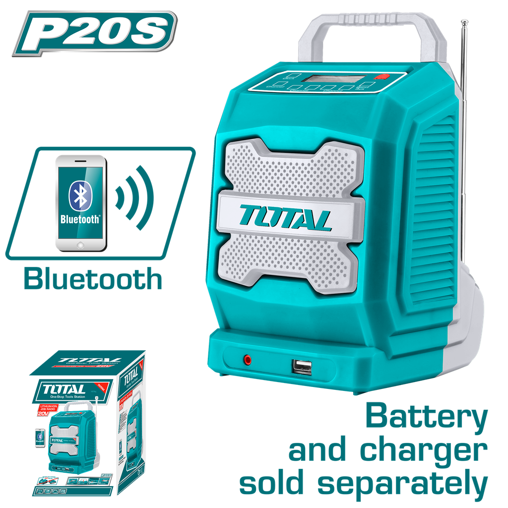 PARLANTE INALAMBRICO 20V BLUETOOTH BATERIA Y CARGADOR NO INCLUIDO TOTAL (TJRLI2001)