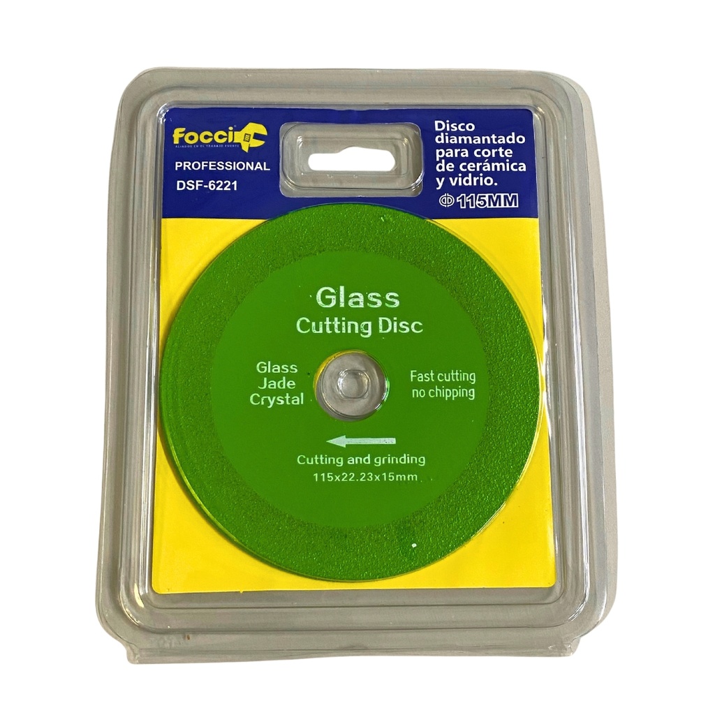 DISCO CORTE VIDRIO Y CERAMICA VERDE 4 1/2"   (115X22.23X15MM) (DSF-6221)