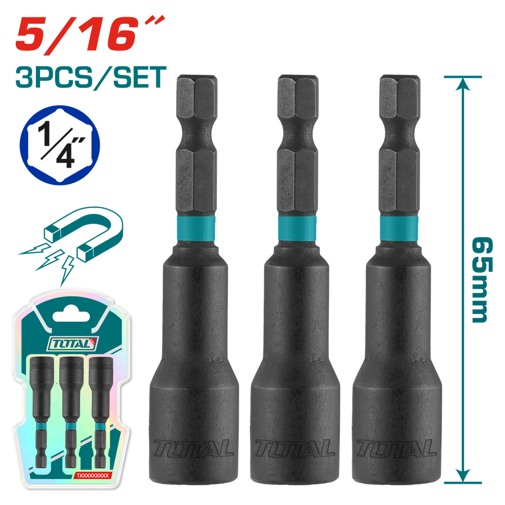 COPA TORNILLO  5/16" IMANTADA JUEGO X 3 PZS  INDUSTRIAL SUPER TOTAL (UTAC270831)