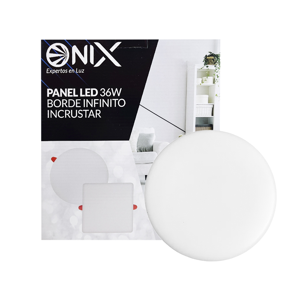 PANEL LED 36W REDONDO INCRUSTAR SIN MARCO LUZ DIA 6500K ONIX (ZFR509)