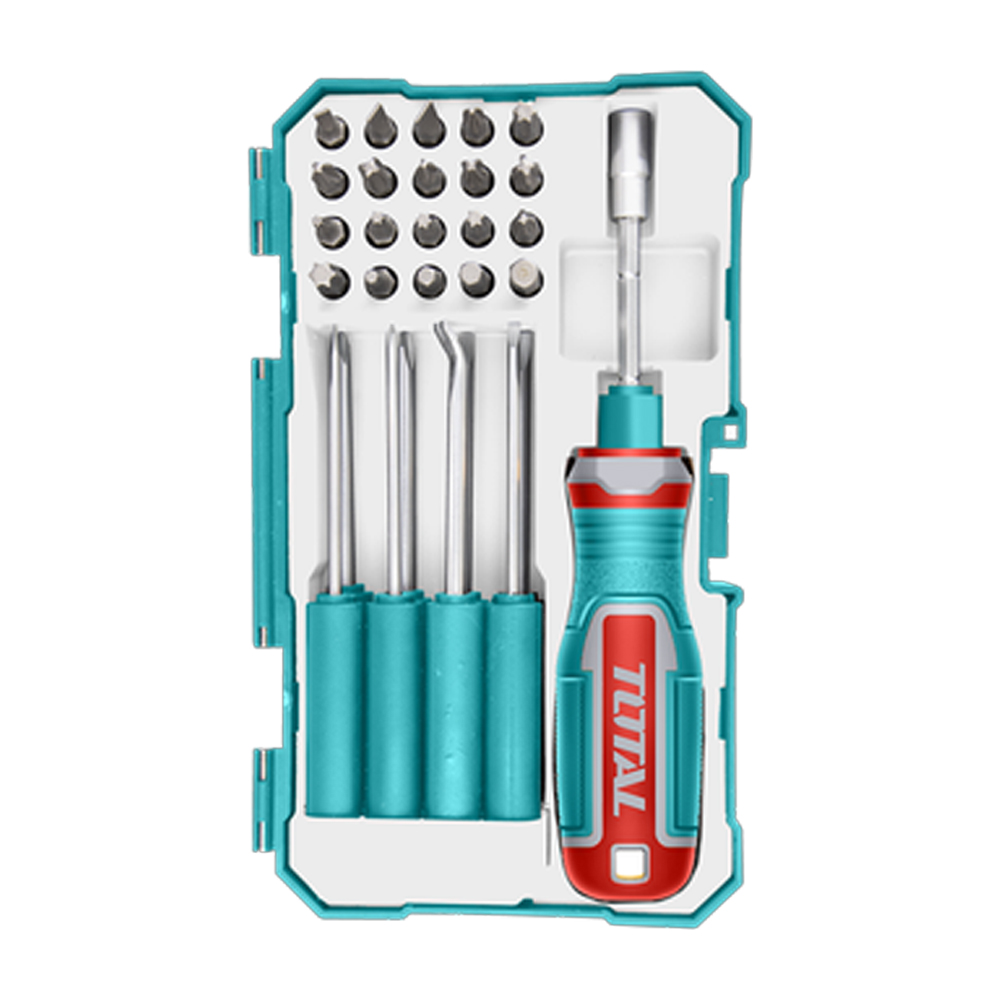 JUEGO DE DESTORNILLADORES PUNTAS INTERCAMBIABLES X 30 PZS SUPER TOTAL (TACSD30306)