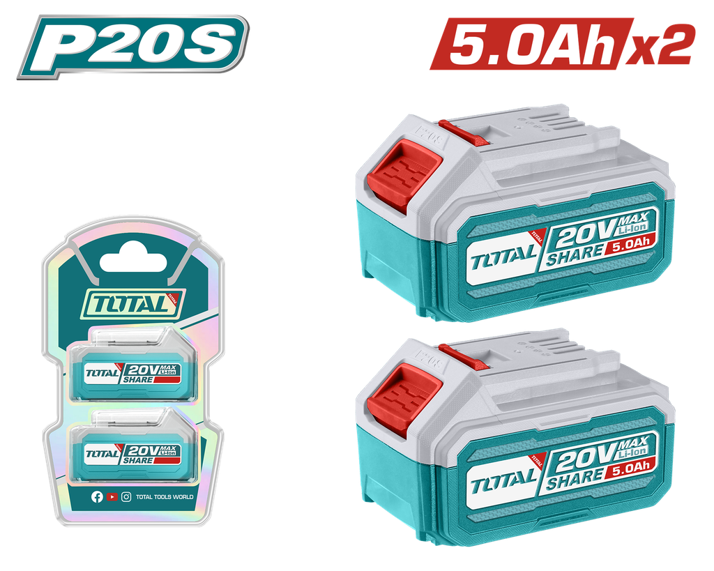 KIT DE 2 BATERIAS 20V 5.0AH INDUSTRIAL ION LITHIUM  INDUSTRIAL SUPER TOTAL (TOSLI240464)