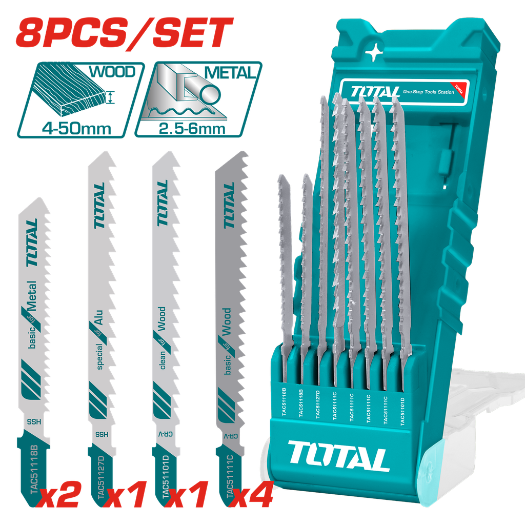 SET DE SEGUETA SIERRA CALADORA X 8 PCS PARA MADERA Y METALES SUPER TOTAL (TACSD7386)