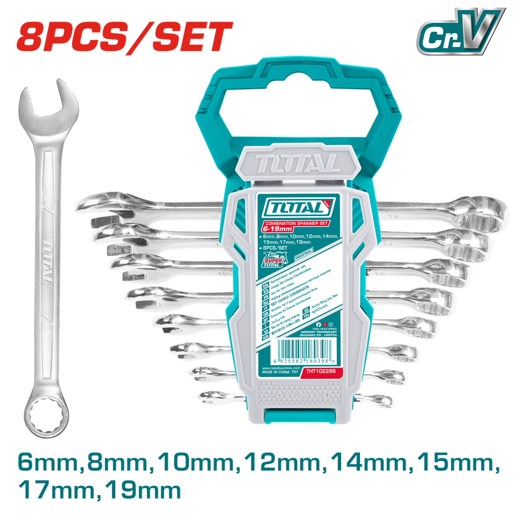 LLAVE MIXTA  6 - 19 MM JUEGO X 8 PZS  INDUSTRIAL SUPER TOTAL (THT102286)