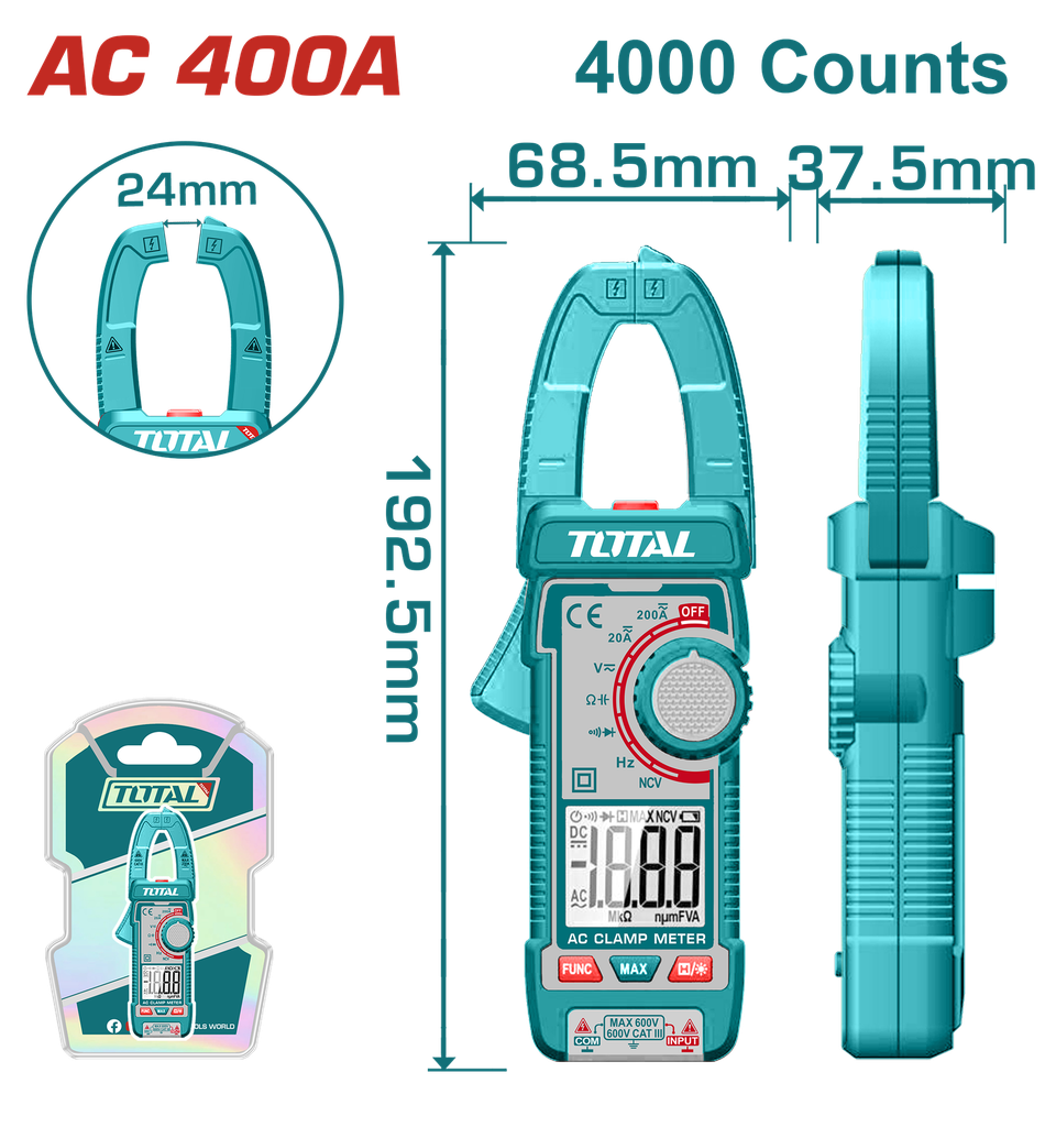PINZA VOLTIAMPERIMETRICA 400V DIGITAL INDUSTRIAL SUPER TOTAL (TMT762001)