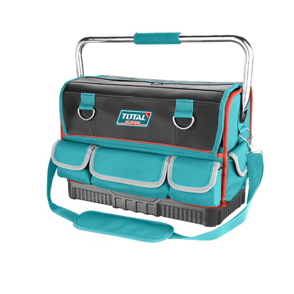 BOLSO DE HERRAMIENTAS 16 REFORZADO CON MANIJA METALICA CAPACIDAD MAXIMA 20KG INDUSTRIAL SUPER TOTAL (THT66L12)
