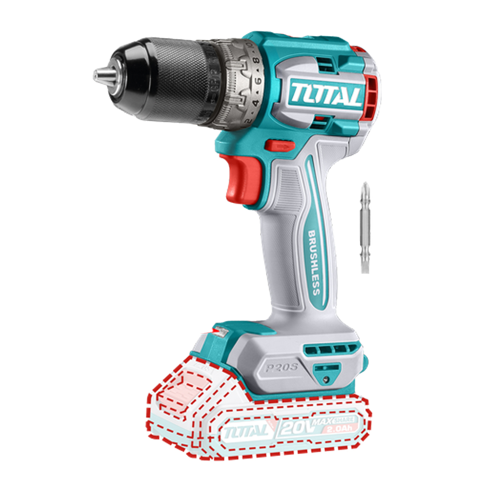 TALADRO INALAMBRICO 1/2 20V 66NM INCLUYE 2 PUNTA TALADRO  BATERIA Y CARGADOR SE VENDE POR SEPARADO INDUSTRIAL SUPER TOTAL (TDLI206681)