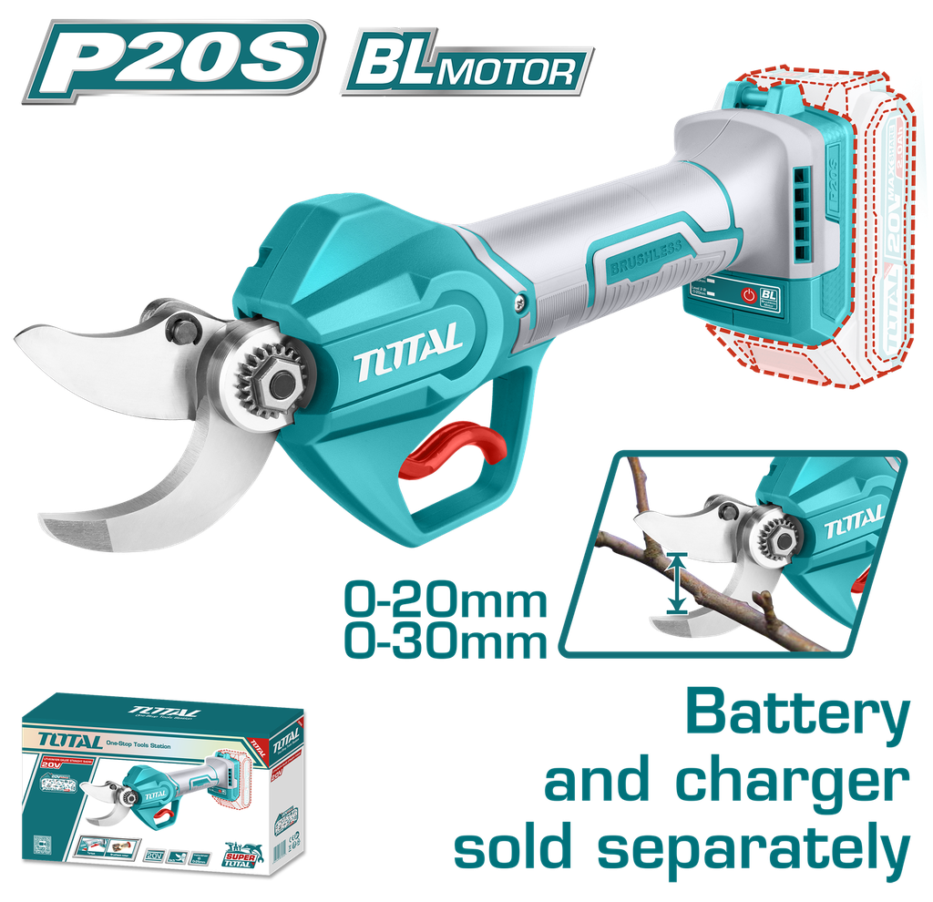 TIJERA PODAR INALAMBRICA 20V BATERIA Y CARGADOR  NO INCLUIDO INDUSTRIAL SUPER TOTAL (TSSLI20308)