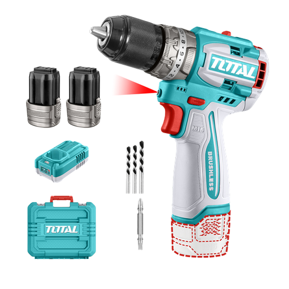 TALADRO INALAMBRICO PERCUTOR 1/2 16V 60NM INCLUYE 2 BATERIAS 2,0AH Y CARGODOR  INDUSTRIAL SUPER TOTAL (UTIDLI16682)