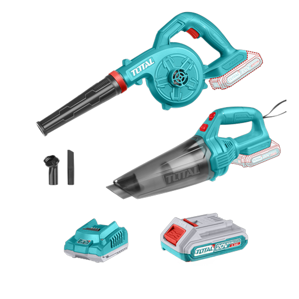 COMBO INALAMBRICO 20V SOPLADORA INALAMBRICA +  ASPIRADORA DE MANO 0,5L INCLUYE 1 BATERIA 2.0AH SUPER TOTAL (UTOSLI240998)