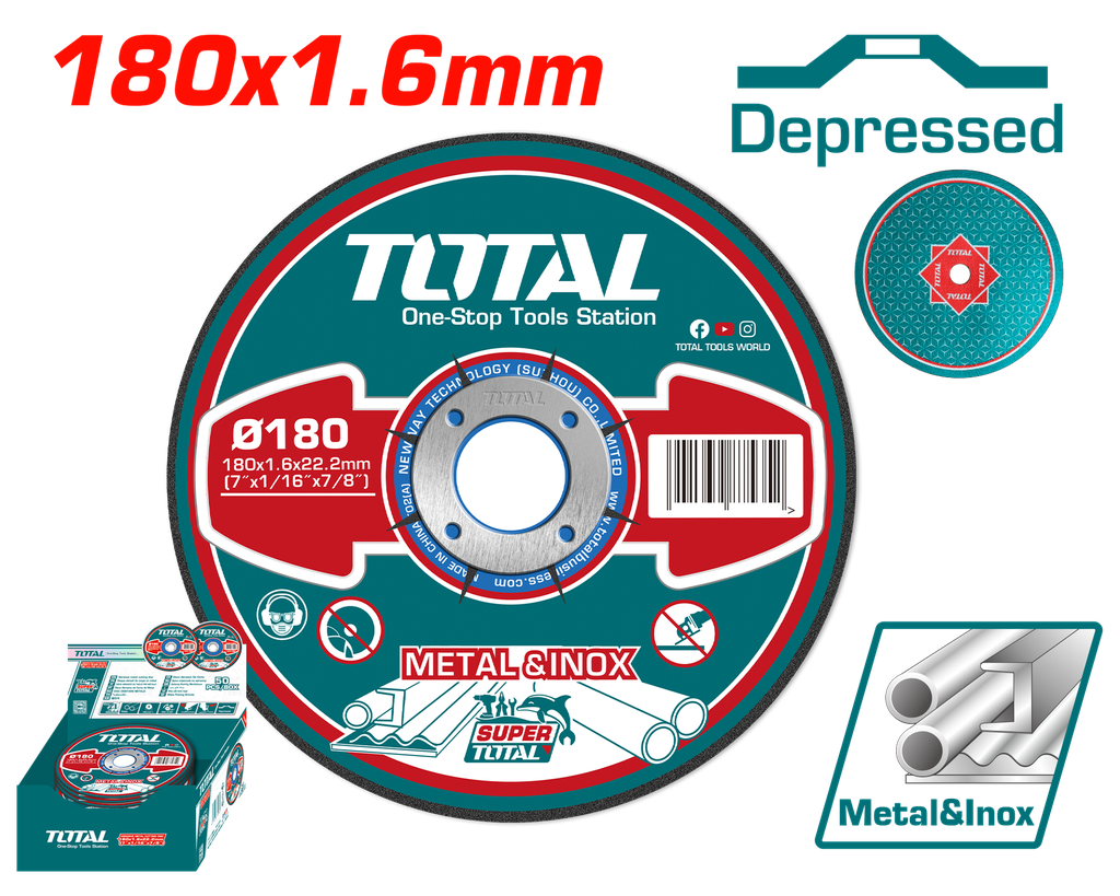 DISCO CORTE METAL/ACERO INOXIDABLE 7" SUPER TOTAL (TAC2161802)