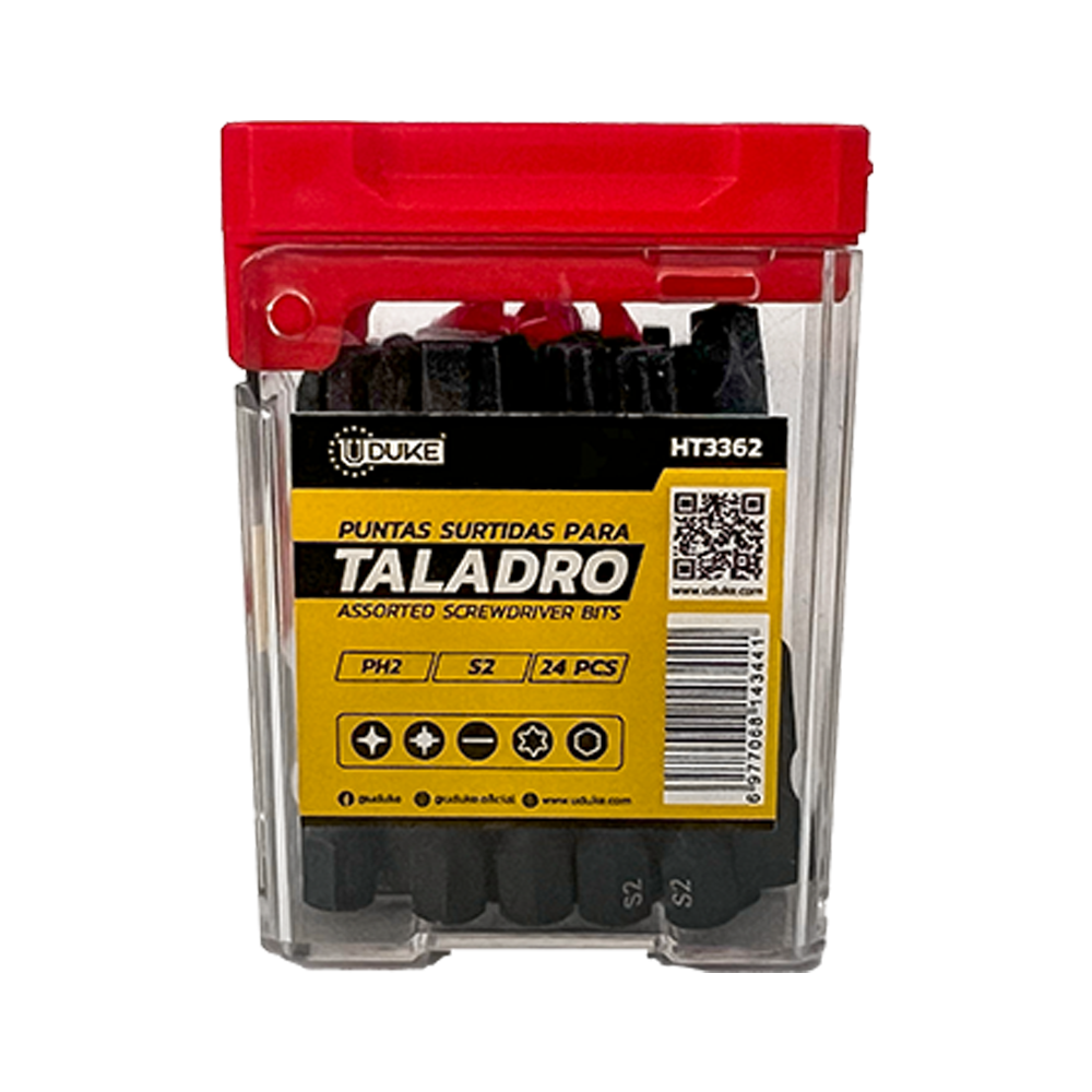 PUNTAS TALADRO SURTIDAS JUEGO X 24 PZS UDUKE  (HT3362)