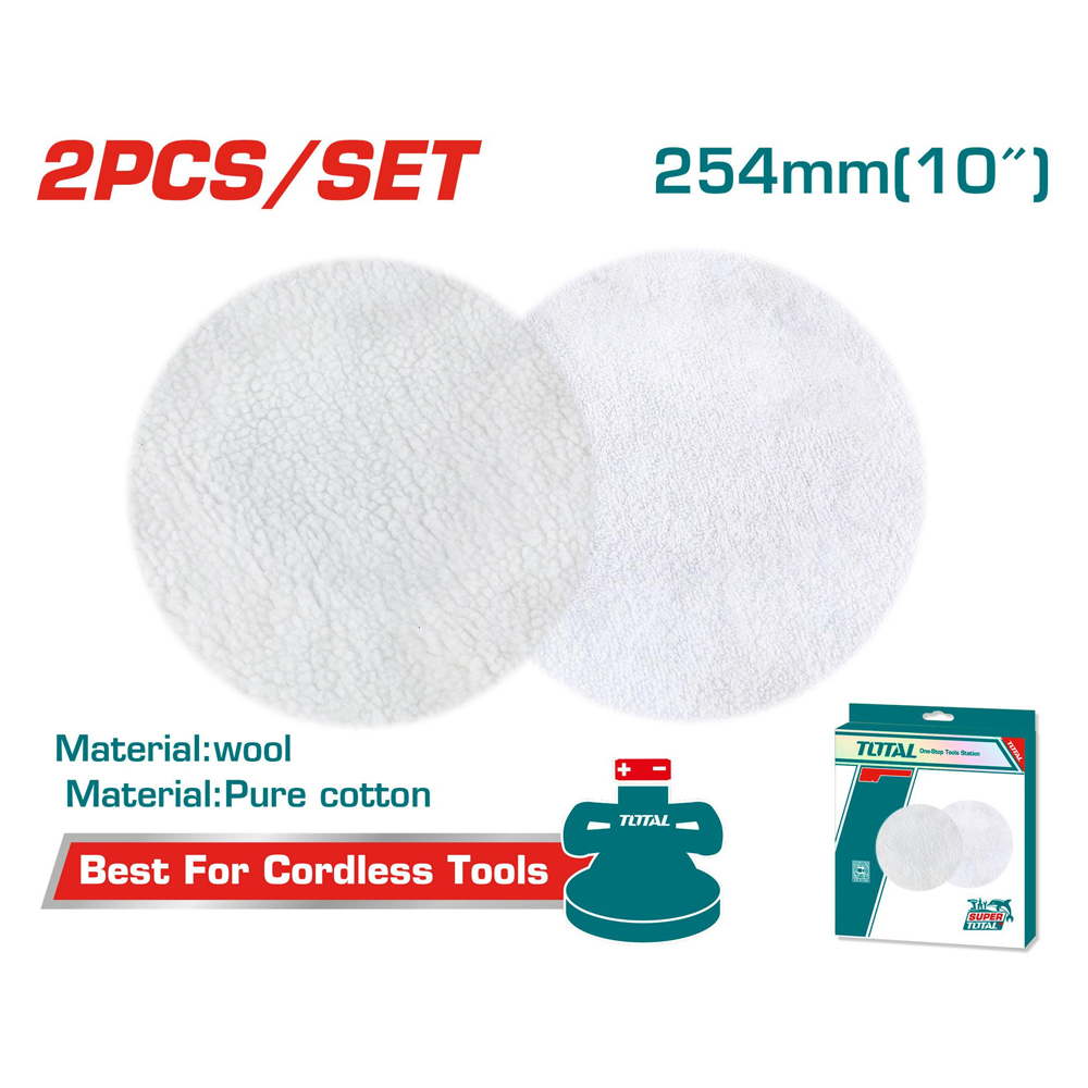 SET DE ALMOHADILLA PARA POLICHADORA (LANA-ALGODÓN) X 2 PZS 10" SUPER TOTAL (TAC25402)