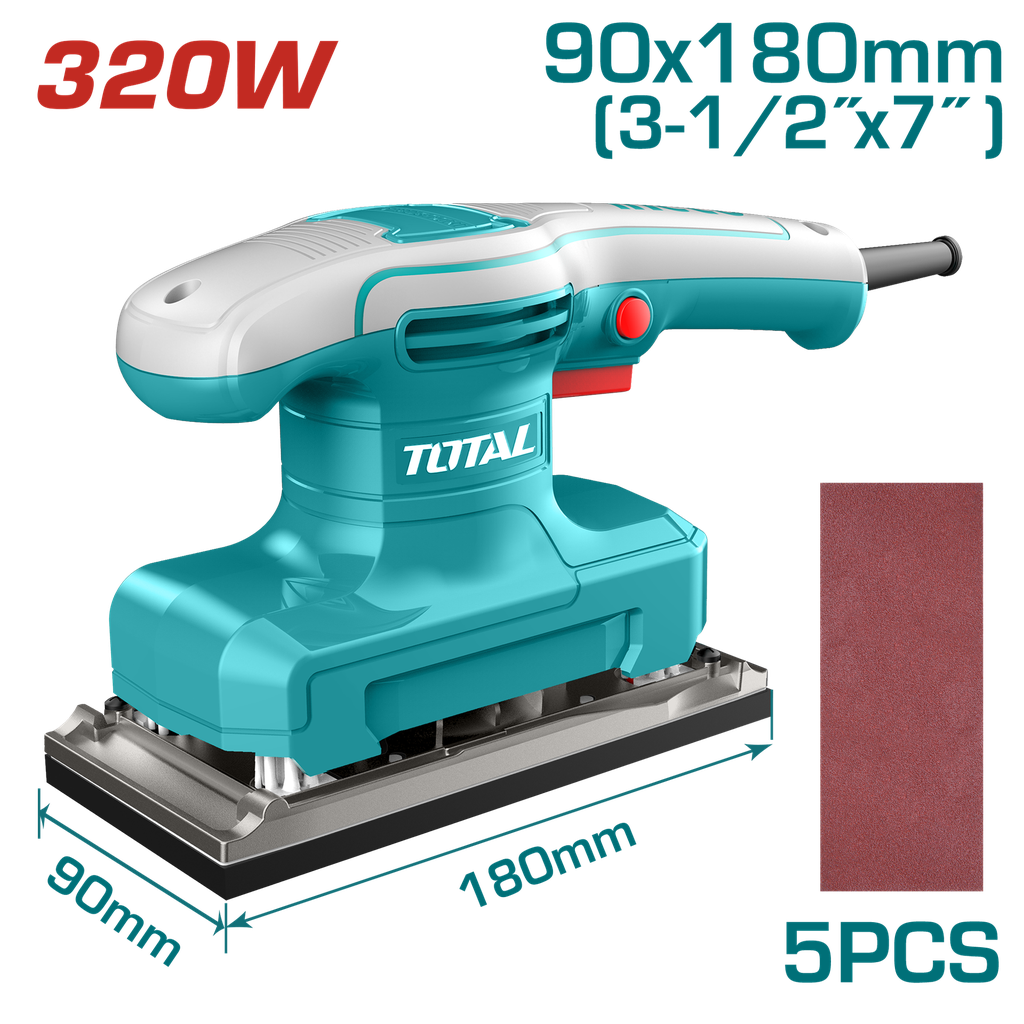 LIJADORA DE PALMA 3- 1/2"X 7" 320W INCLUYE 5 LIJAS INDUSTRIAL  SUPER  TOTAL (UTF1301836)