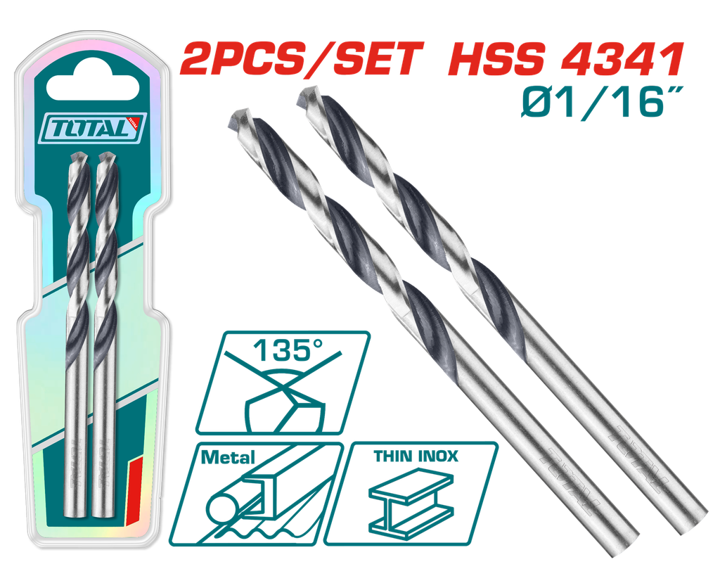 BROCA LAMINA 1/16" JUEGO X 2PZS  INDUSTRIAL SUPER TOTAL (TAC1201614)