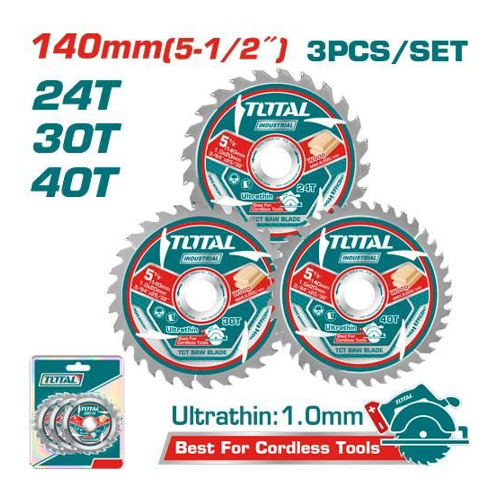 DISCO CORTE MADERA 6 1/2" JUEGO X 3 UNIDADES INDUSTRIAL  SUPER TOTAL (TAC236165)