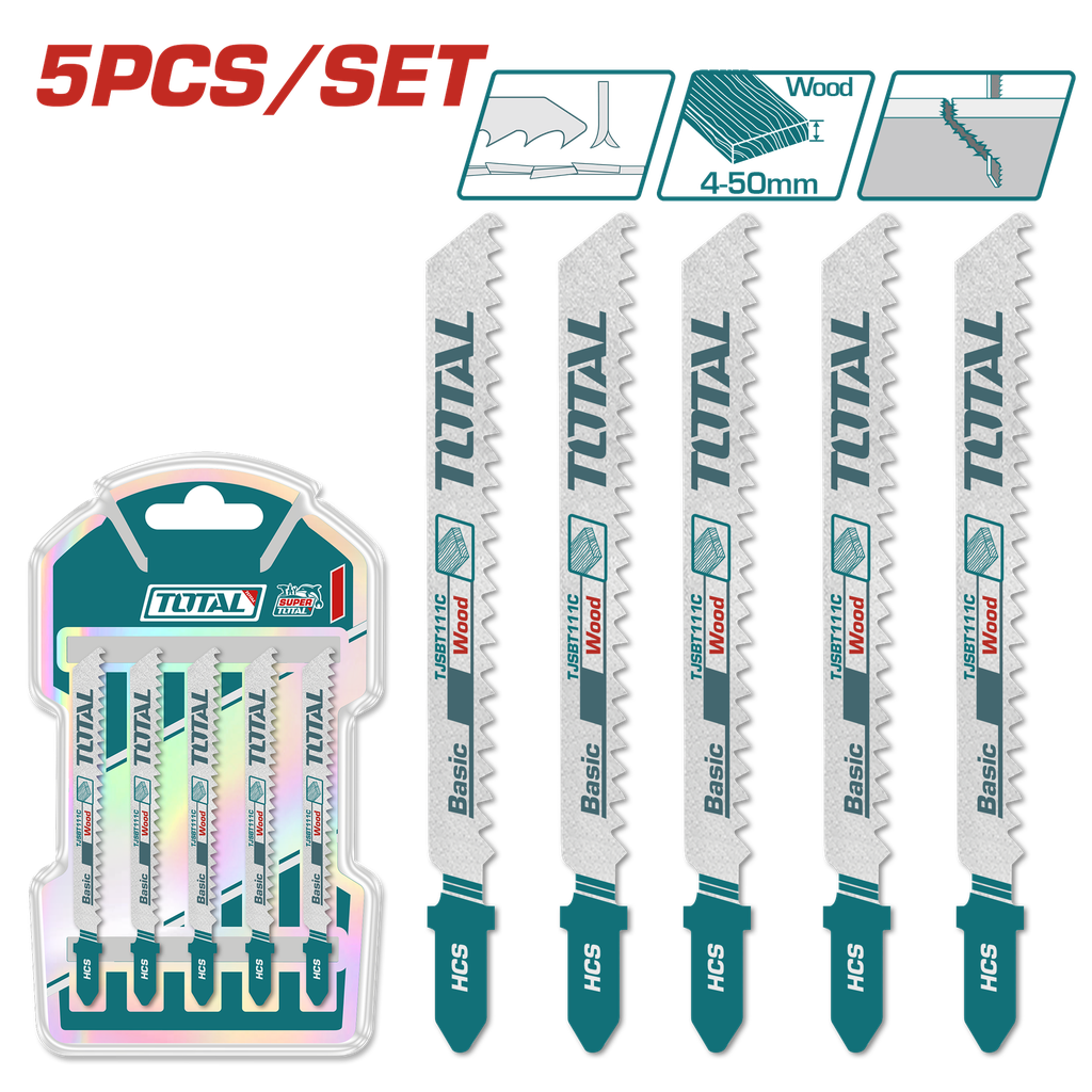 SET DE SEGUETA SIERRA SABLE  X5PCS PARA MADERA  SUPER TOTAL (TJSBT111C)