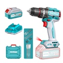 TALADRO INALAMBRICO PERCUTOR 1/2" 96N.M 20V CAJA PLASTICA INCLUYE 2 BATERIAS 20V (4.0 AH), 1 CARGADOR Y ACCESORIOS INDUSTRIAL SUPER TOTAL (UTIDLI20968)