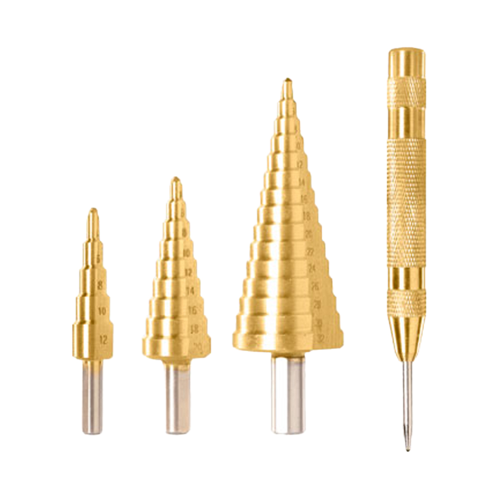 JUEGO DE BROCA ESCALONADA JUEGO X 3 PZS + 1 PUNZON INDUSTRIAL SUPER TOTAL (TACSD2041)