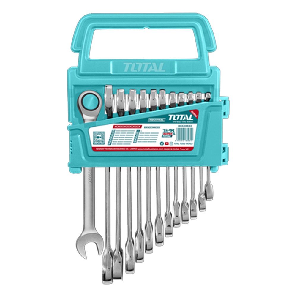 LLAVE MIXTA CON RACHE  8 - 19 MM JUEGO X 12 PZS  INDUSTRIAL SUPER TOTAL (THT102RK0126)