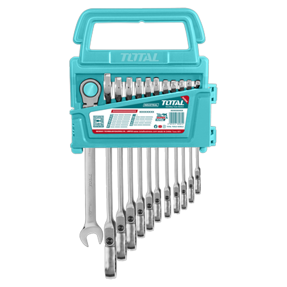 LLAVE MIXTA CON RACHE FLEXIBLE 8 - 19 MM JUEGO X 12 PZS  INDUSTRIAL SUPER TOTAL (THT102RK5126)