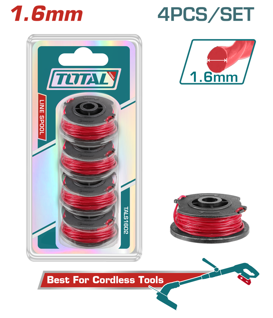  NYLON GUADAÑADORA 1.6MM X 5MTS JUEGO X 4 PZS INSDUSTRIAL SUPER TOTAL (TALS1602)