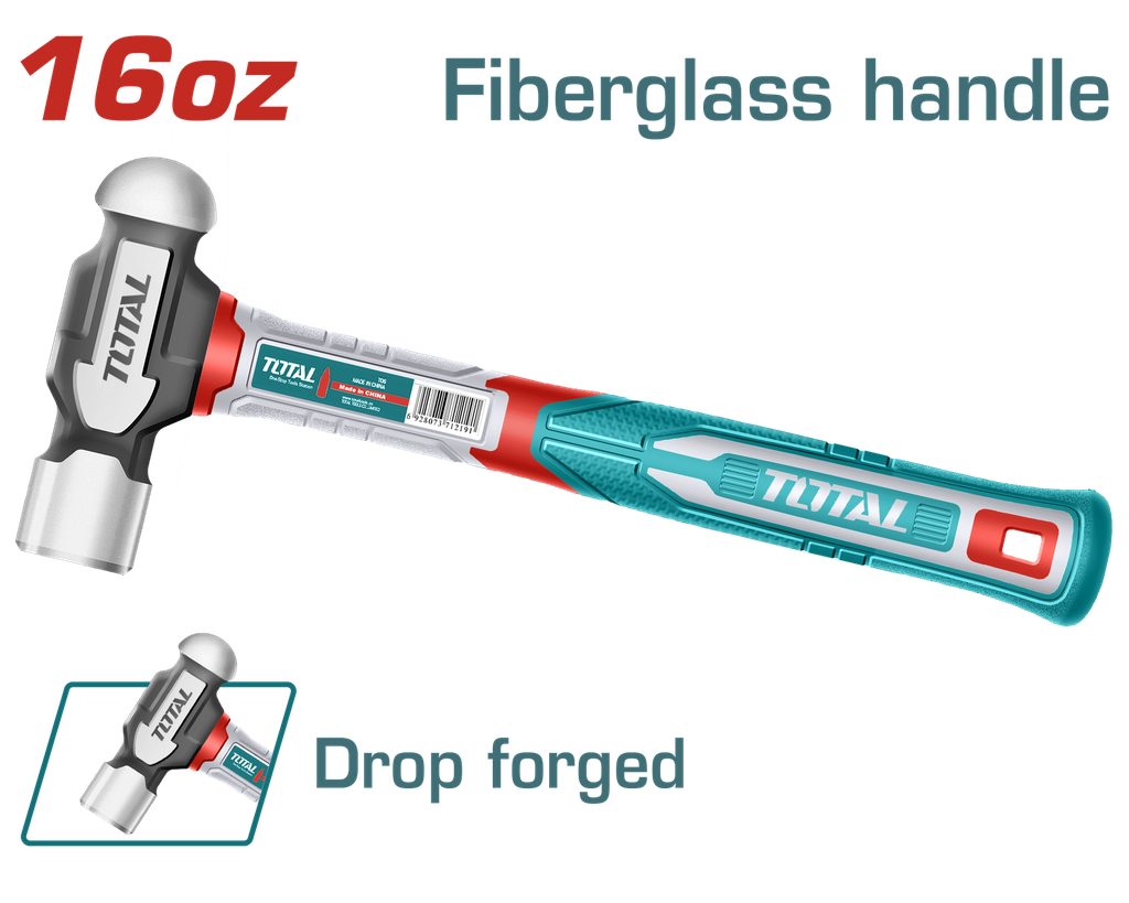 MARTILLO BOLA 16 OZ MANGO FIBRA DE VIDRIO SUPER TOTAL (THBPH61016)