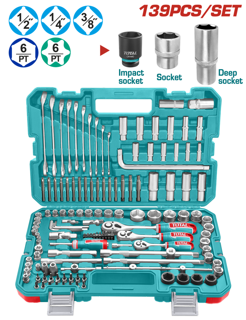 RACHE CON COPAS  1/2,1/4,3/8 X 139 PZS INDUSTRIAL SUPER TOTAL (THKTHP21396)