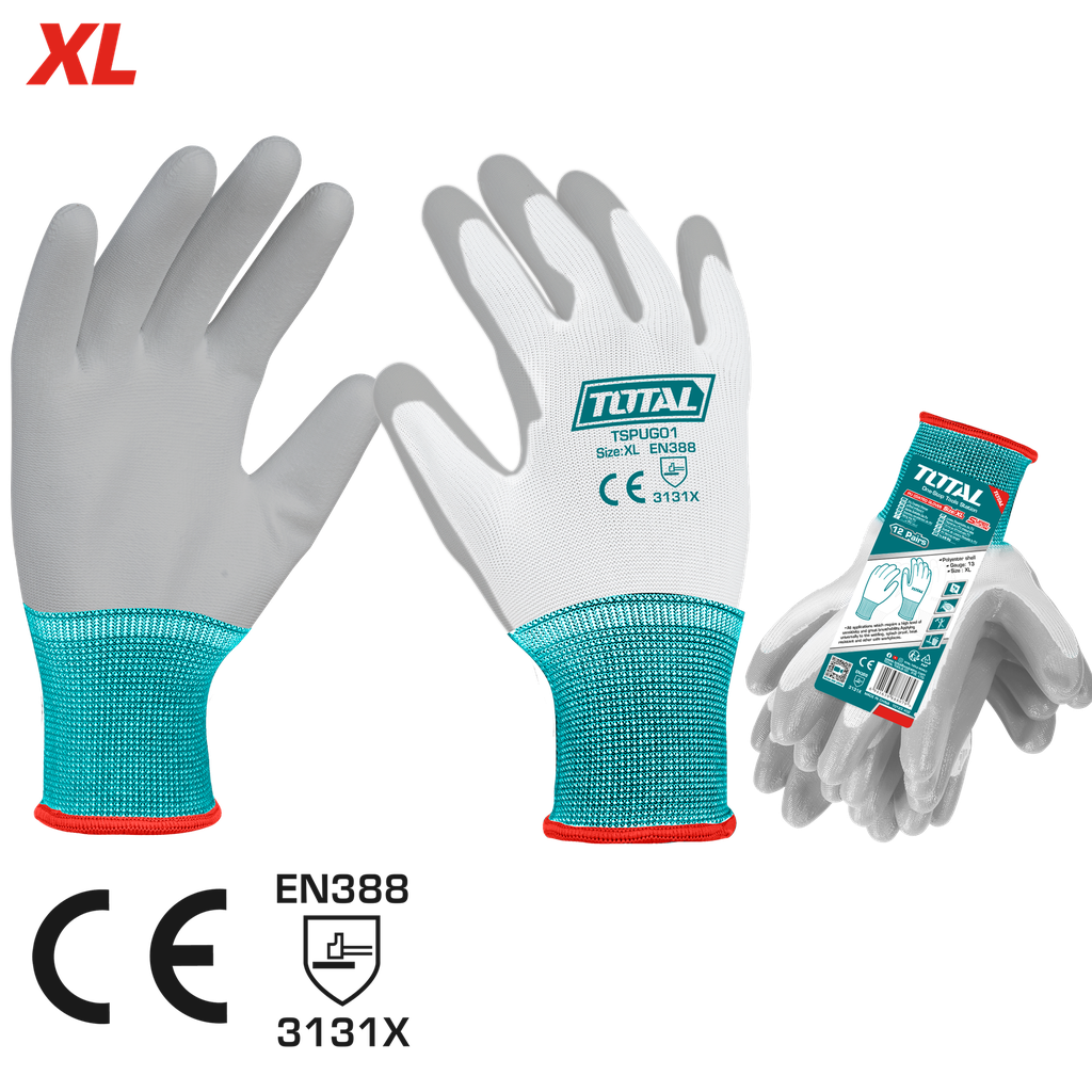 GUANTE POLYESTER XL CON RECUBRIMIENTO DE PU SUPER TOTAL (TSPUG01)