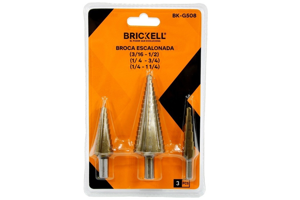 BROCA ESCALONADA X3 (3/16-1/2) (1/4-3/4) (1/4-1 1/4) (BK-G508) 
