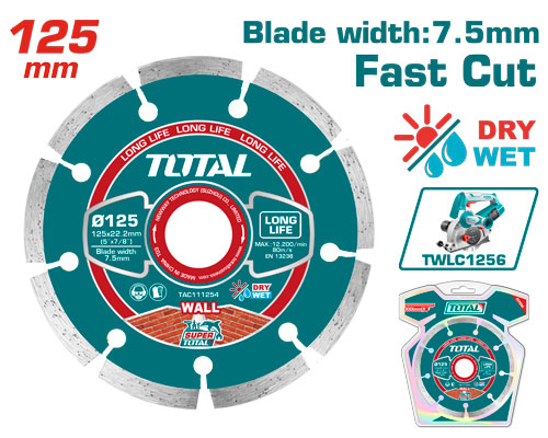 DISCO DIAMANTADO SEGMENTADO 5" X 7/8 PARA USO TWLC1256,  UTWLC1256 INDUSTRIAL SUPER TOTAL (TAC111254)
