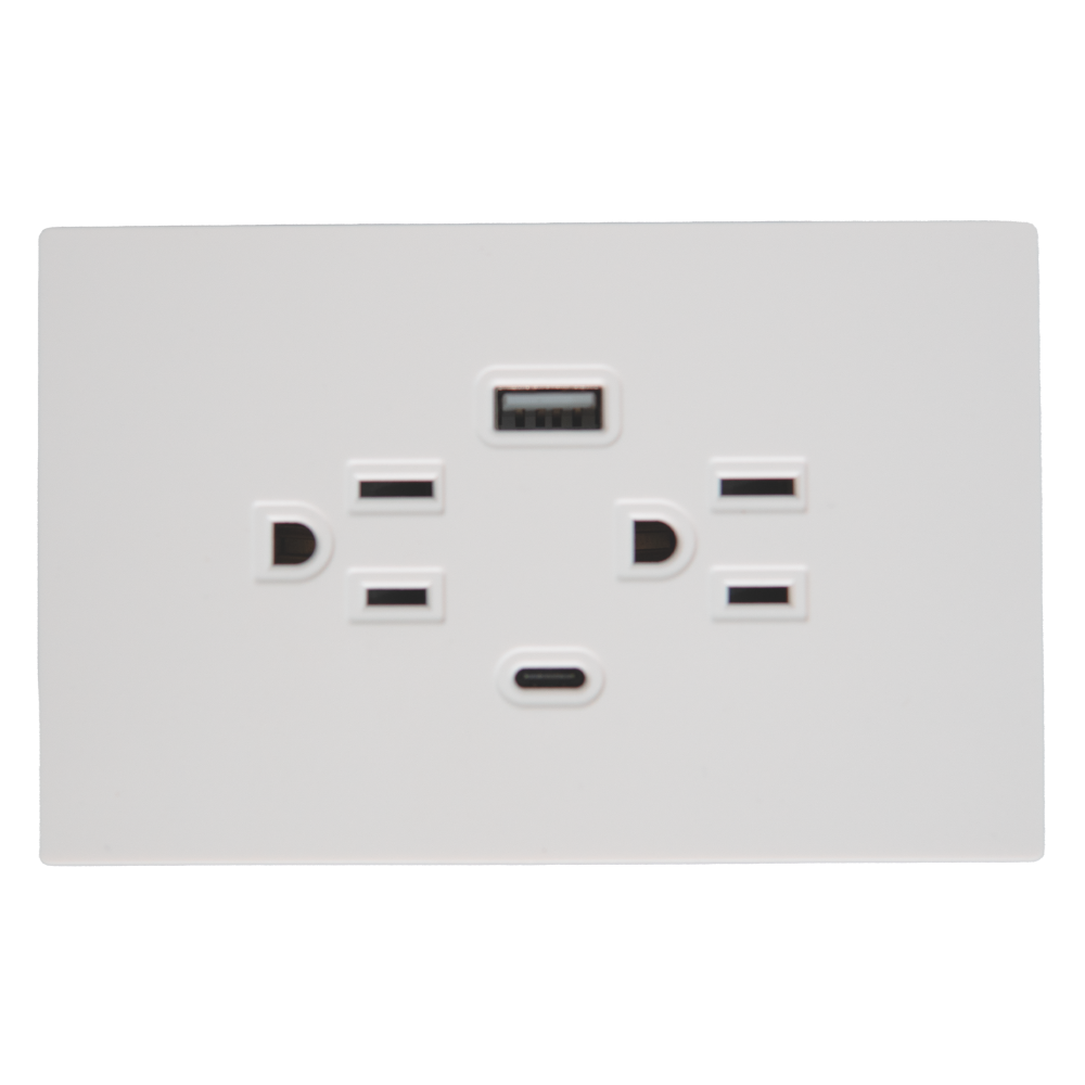 TOMA DOBLE + TIPO USB + TIPO C TERRA BLANCA  UDUKE (V7-032)