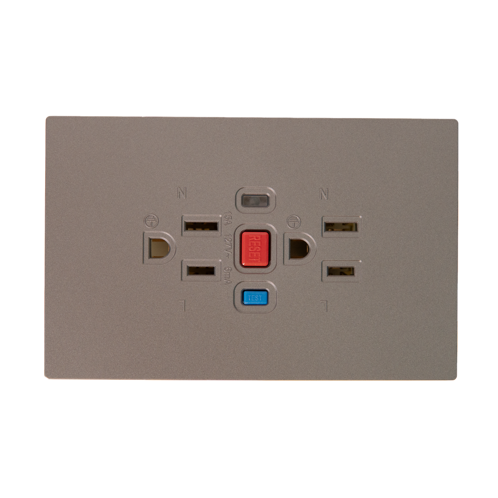 TOMA DOBLE GFCI TERRA GRIS UDUKE (V8-020)