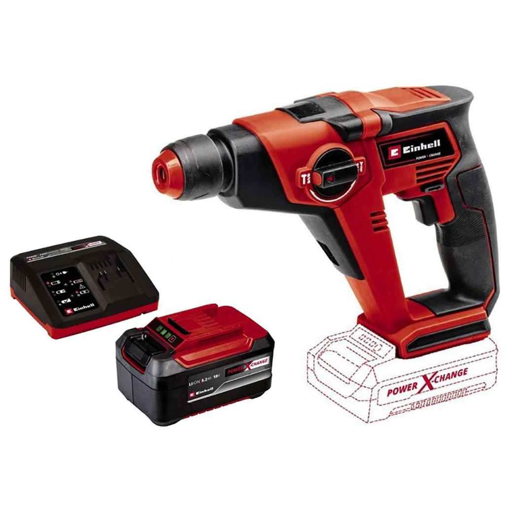 TALADRO INALAMBRICO ROTOMARTILLO SDS PLUS INCLUYE BATERIA 2.0AH Y CARGADOR EINHELL (TE-HD 18/12 LI)(4513970) (copia)