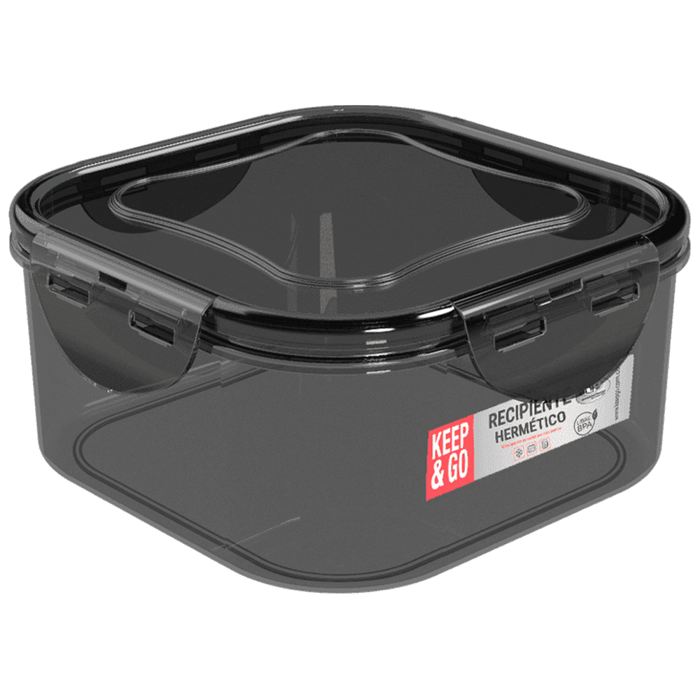 RECIPIENTE HERM CUAD K&GO 1100ML HUMO NP (10662)