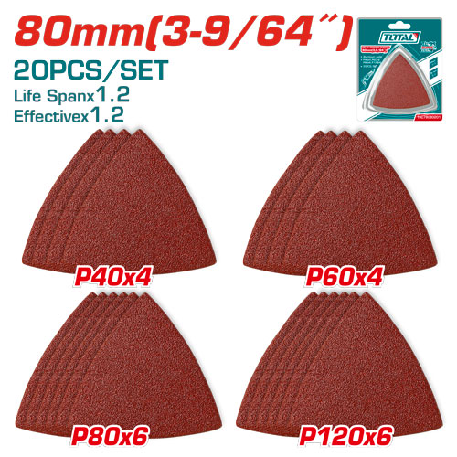 JUEGO DE HOJAS DE LIJA X 20 PIEZAS 3-9/64" COMPATIBLE ( TMLI2001-TS3006) TOTAL (TAC78080201)