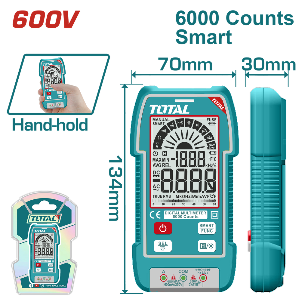 TESTER DIGITAL 600V 600 CONTEOS RMS INDUSTRIAL TOTAL (TMT516004)