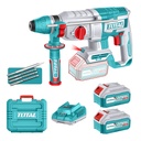 TALADRO ROTOMARTILLO 1" 20V SDS PLUS 2,5 JULES  INCLUYE 3 BROCAS , 1 CINCEL CARGADOR  Y BATERIA  INDUSTRIAL TOTAL (UTRHLI202682)
