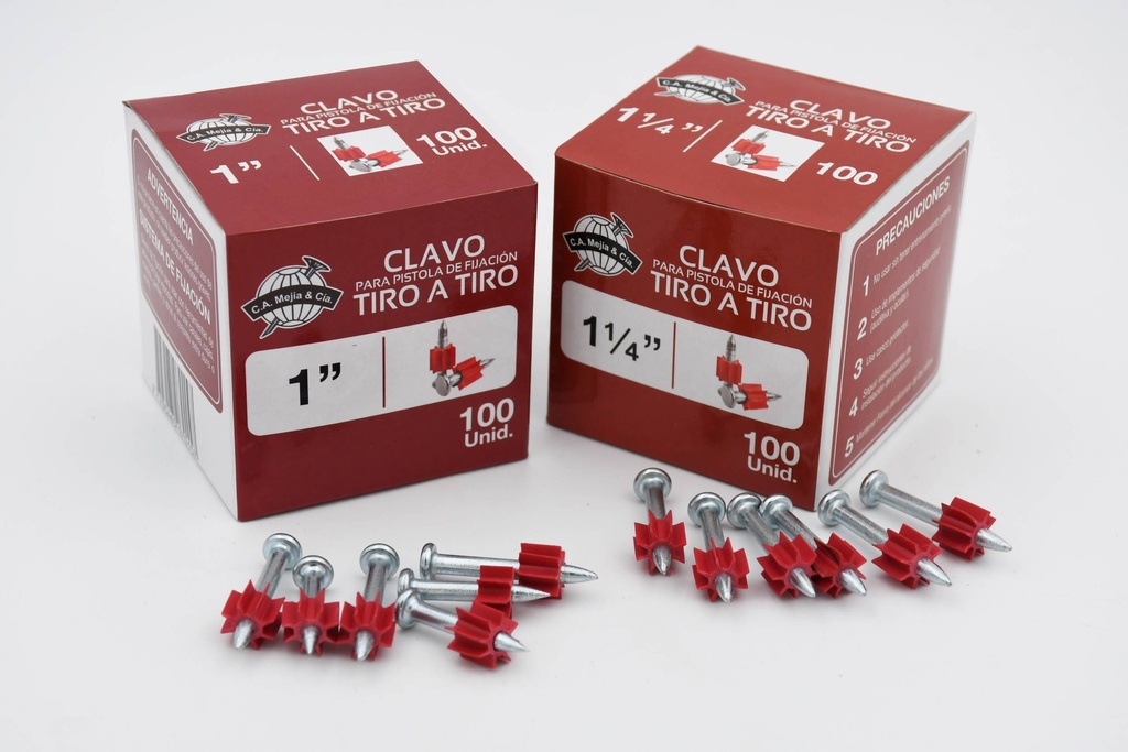 CLAVO PARA FIJACION TIRO A TIRO 1 1/4" X 100 UNDS CA MEJIA (5256C00002)