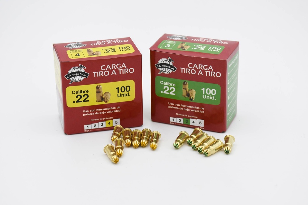 TIROS PARA PISTOLA DE FIJACION CALIBRE 22 NIVEL 3 X 100 UNDS CA MEJIA (5256CAR001)
