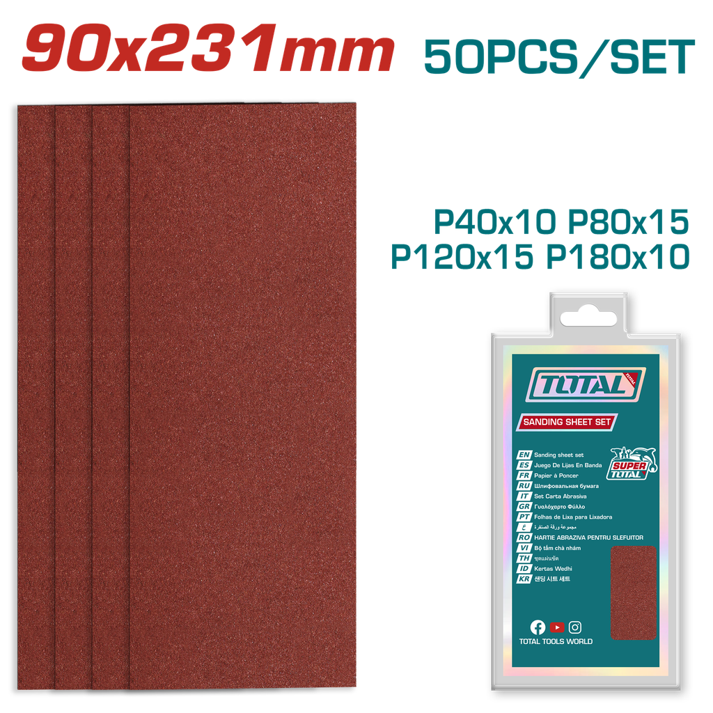 JUEGO DE HOJAS DE LIJA DE PALMA X 50 PZS (90X231MM) TOTAL (TAC7492412)