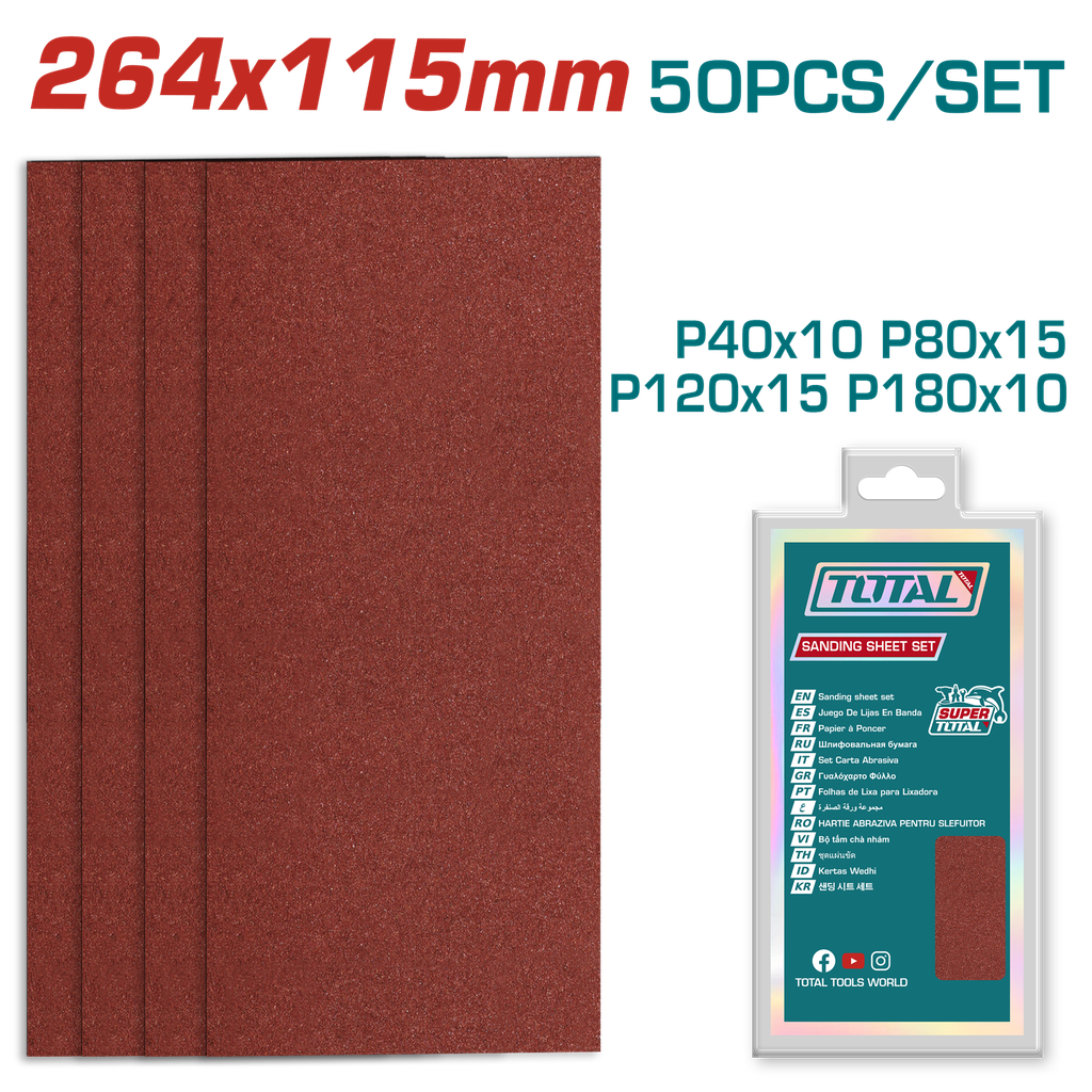 JUEGO DE HOJAS DE LIJA DE PALMA X 50 PZS (264X115MM)  TOTAL (TAC749261151)