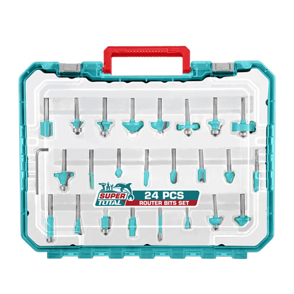 JUEGO DE 24 FRESAS PARA RUTEADORA 1/4"INDUSTRIAL TOTAL (TACSR1240104)