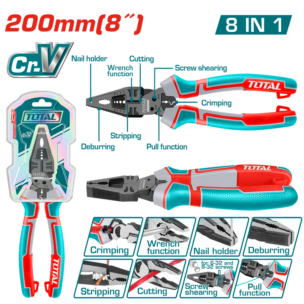 ALICATE 8 " MULTIFUNCIONAL INDUSTRIAL CROMO VANADIUM TOTAL (THTMF186)