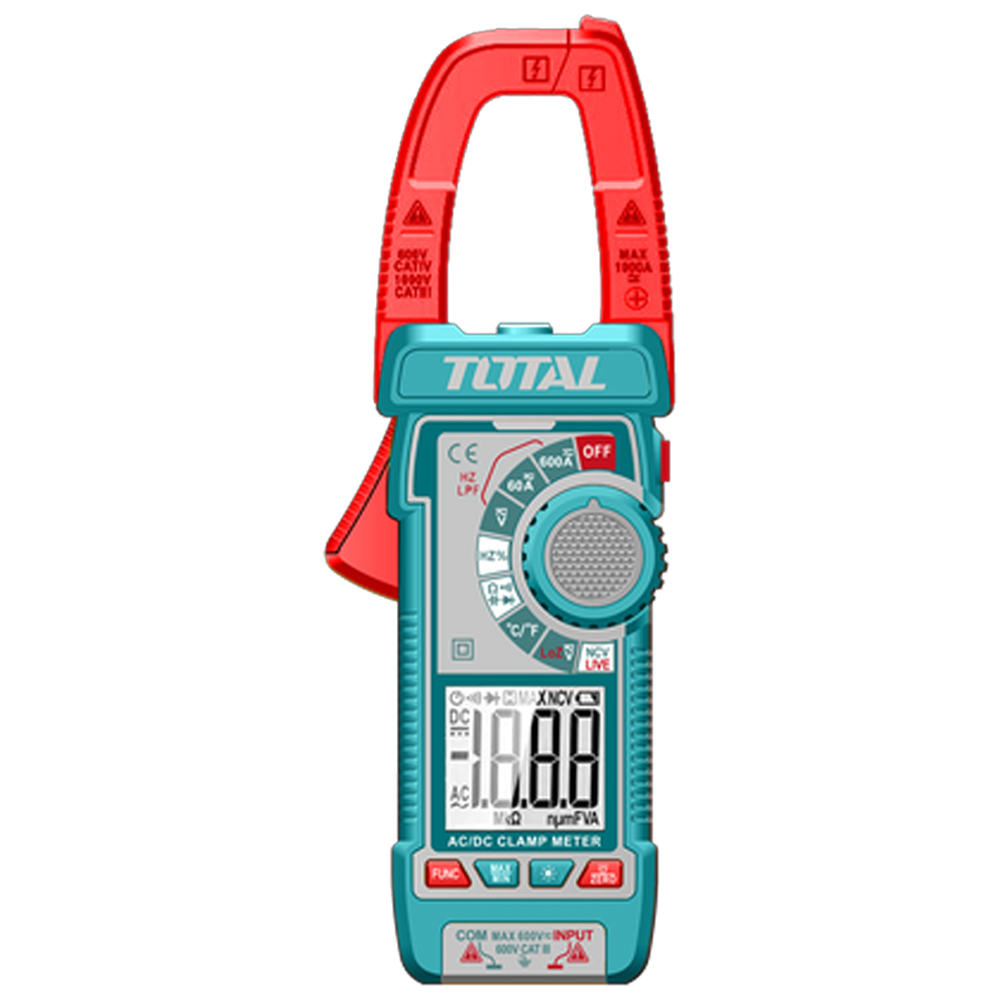 PINZA VOLTIAMPERIMETRICA DIGITAL 600A  6000 CONTEOS RMS INDUSTRIAL TOTAL (TMT766002)