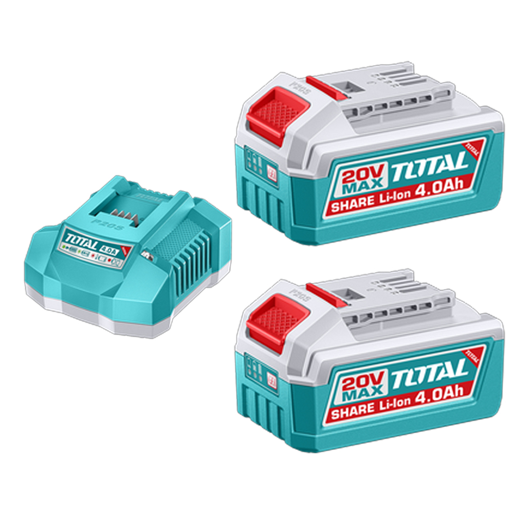 KIT DE 2 BATERIAS 4.0AH + CARGADOR DE 20V INDUSTRIAL TOTAL (UTFBCPK2013)