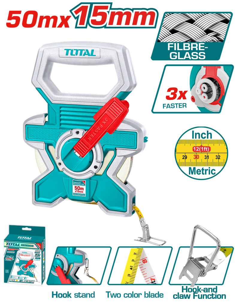 DECAMETRO 50MTS INDUSTRIAL FIBRA DE VIDRIO TOTAL  (TMTF18506)